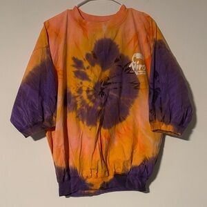 Vintage Men's Miro Tie-Dye 3/4 Sleeve Shirt - Orange and Purple Size L